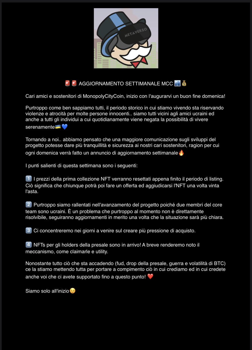 MonopolyCtCoin's tweet photo. Cari Follower importanti notizie riguardanti MCC! https://t.co/buihP2VT4G