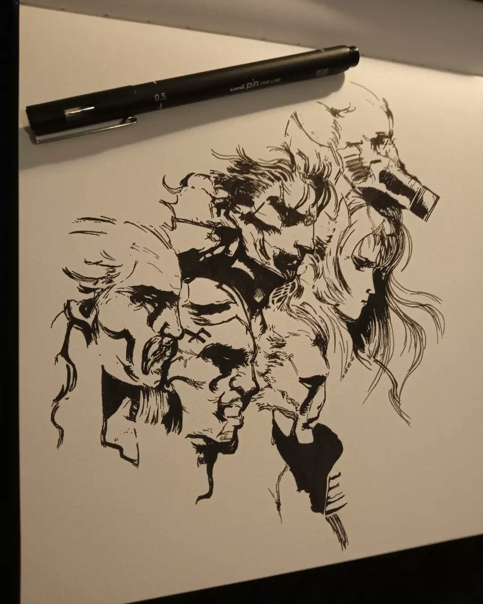 jayc24381's tweet photo. Still loving Shinkawa's unique style and still trying to get close to it. Also helped by the fact I love the Metal Gear Solid franchise.

#Artwork #AspiringArtist #YojiShinkawa #MetalGearSolid #SolidSnake #DecoyOctopus #VulcanRaven #PsychoMantis #SniperWolf #FoxHound #HideoKojima https://t.co/Kg60BQVhiu