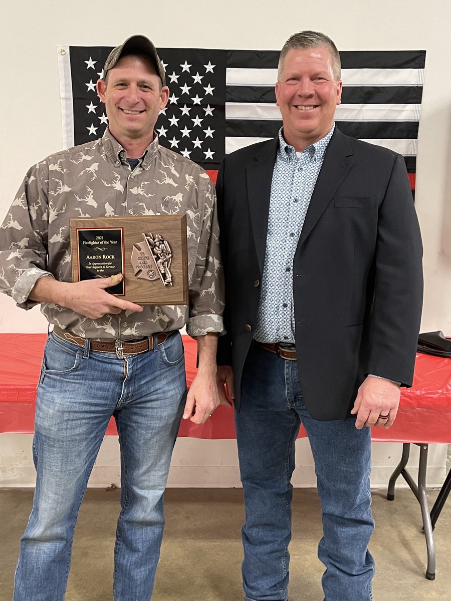 2021 Firefighter of the Year awarded to Aaron Rock. Congratulations