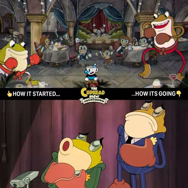 cupheadfanpage's tweet photo. How it started VS How it's going! What do you think is better? 🤔
#Cuphead #cupheadshow #TheCupheadShow #Netflix #Entertainment #TheDevil #GrimMatchstick #TheRootPack #RibbyAndCroaks #comparison https://t.co/fBh34yL6Vy