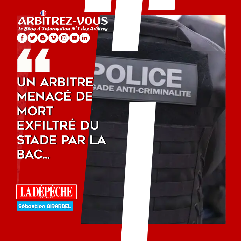 ArbitrezVous's tweet photo. 🚨 #AlerteAgressionArbitre #RasLeSifflet 🚨
@LigueFootLFO - Régional 2 : un arbitre menacé de mort se réfugie dans son vestiaire et appelle à l'aide...
📎 https://t.co/CGDi4j6r1F
@ArbitresSAFE @UnafArbitres @FFF @lequipe @F3OccitanieLR @leparisiensport @AFCAMVajda @vphulpin https://t.co/Ax4IibwVpE