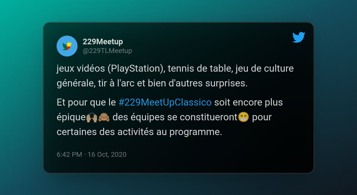 229TLMeetup's tweet photo. Helloooo, chic weekend ?

Nous expliquons à travers ces quelques images le concept du #229MeetupClassico https://t.co/ZOISCbYLzH