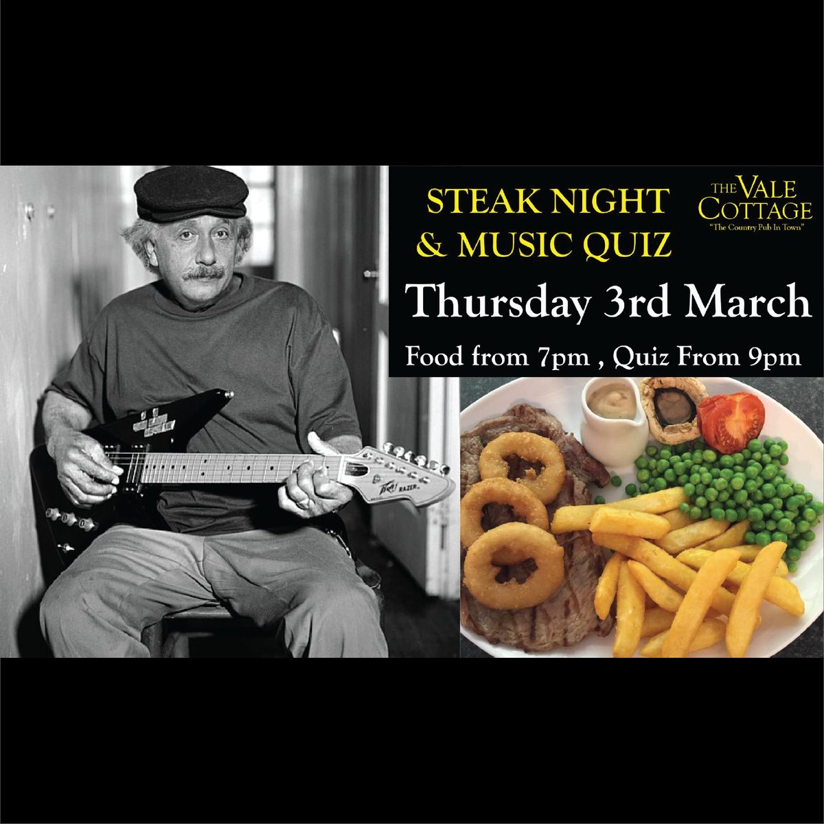 This Thursday March 3rd is our Monthly Steak Night (£12.50 all in) followed by The Legendary Music Quiz ,this month hosted by Gorton's Answer to Dollar , Matt &amp; Natasha !

Food From 7pm, the Quiz Starts at 9pm . 

Always a Good Night...