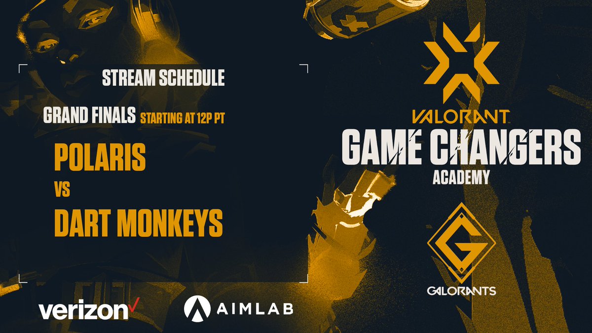 Galorants's tweet image. 🔴 LIVE SOON || GRAND FINALS
@PolarisVAL ⚔️ @dartmonkeys_

We are stoked for this #VCTGameChangers Grand Finals match up! We’ll be jumping into this series shortly — time to find out who will be our newest VCT GCA Champion 🏆

🥊 bit.ly/GCA-Playoffs
📺 twitch.tv/galorants