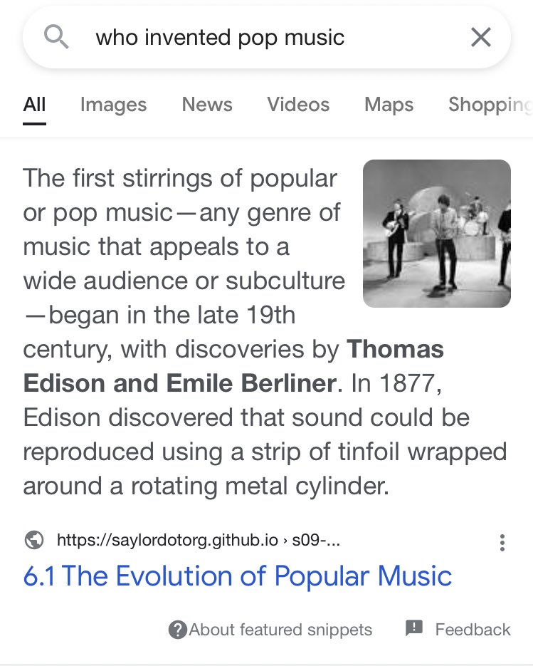flat29's tweet photo. @ryanqnorth I am a music teacher and am constantly have to explain to students that pop music was not invented by Thomas Edison. https://t.co/kC6iu41zyQ
