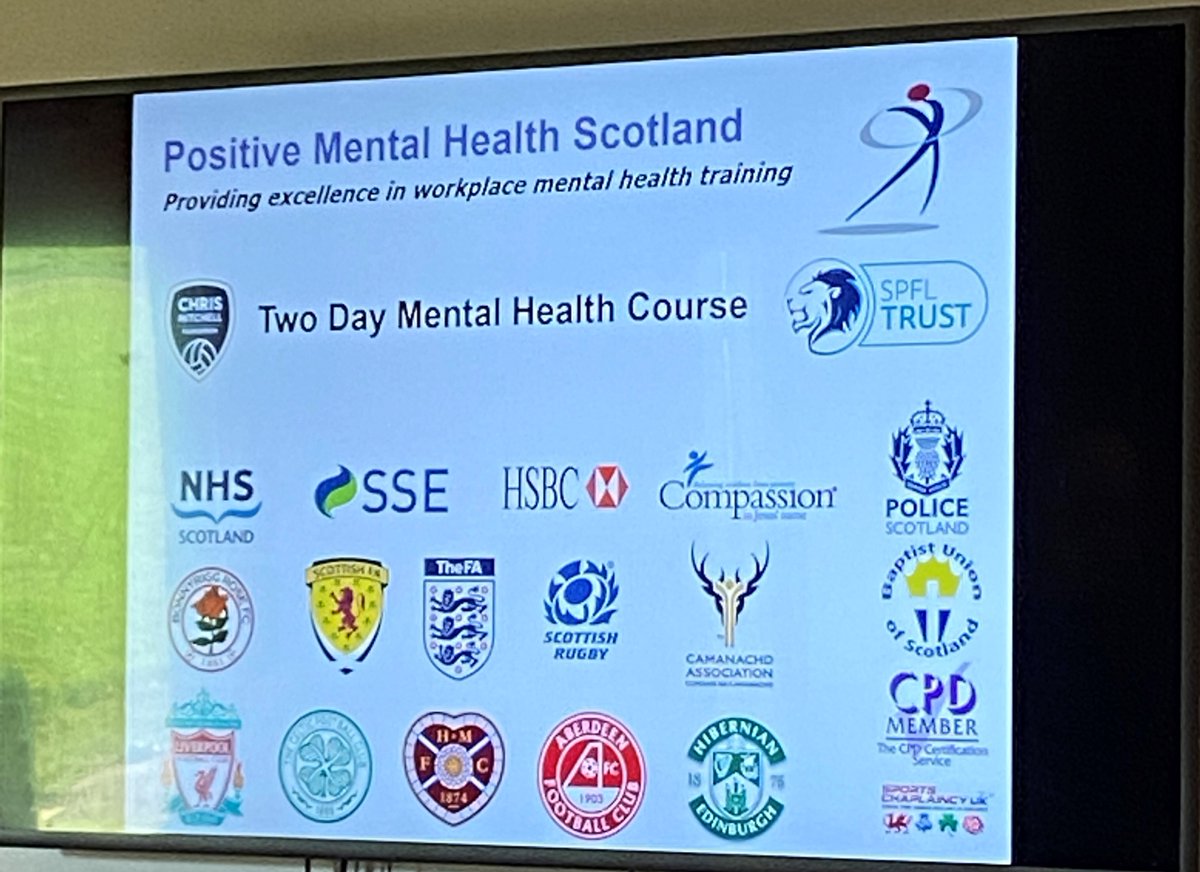 Successfully completed day 1 of Mental Health First Aid training, sponsored by Positive Mental Health Scotland and facilitated by <a href="/BonnyriggRose/">Bonnyrigg Rose</a> FC, one of our current local causes. @bonnyriggmp <a href="/Tom_MPM/">Tom Copeland</a> Looking forward to day 2!
