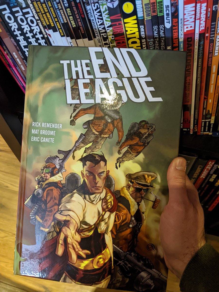 Just finished up The End League my second book from Remenders hardcovers.
My first read through.
It was clearly an earlier work. Lots of justice league feel (obviously the point) but an interesting conclusion &amp; Prairie ghost is a badass.