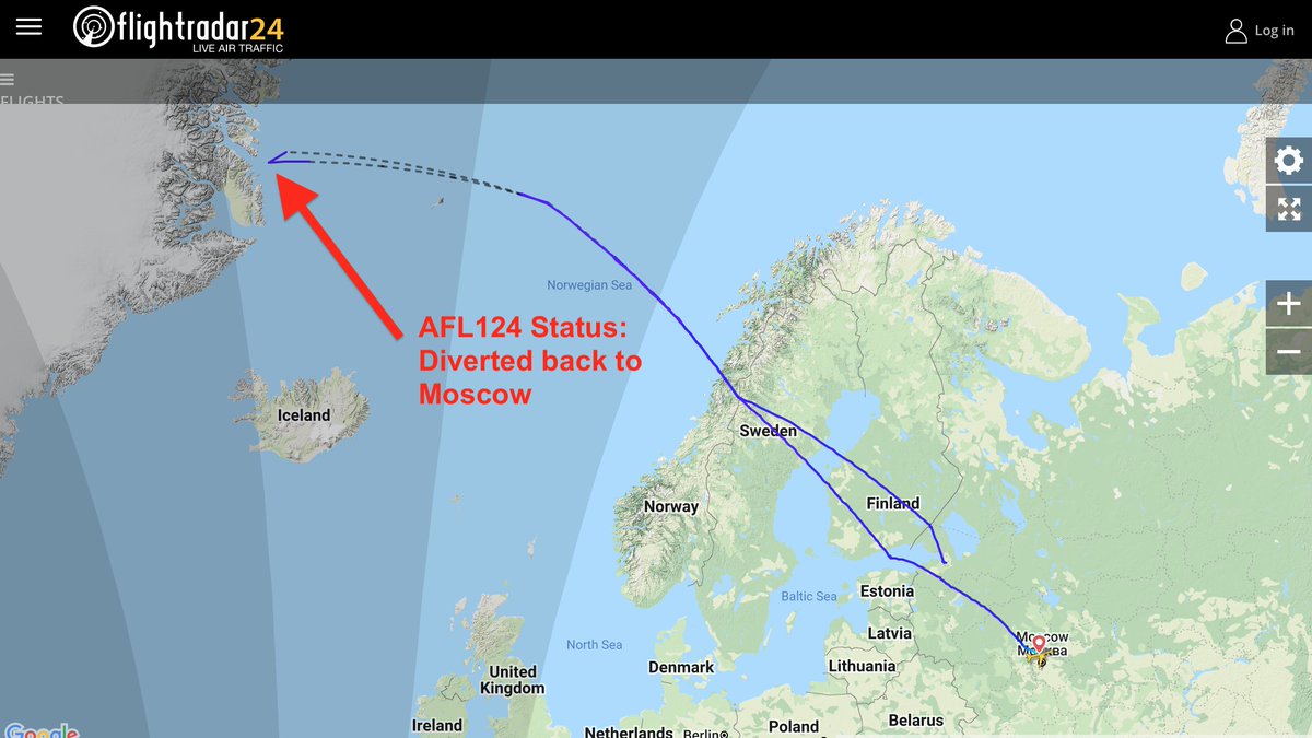 aravosis's tweet photo. BREAKING: Shortly after I reported on AFL124, the only Aeroflot flight headed to the US from Moscow, it was diverted BACK to Russia!  

RT and Follow me now if you think we MUST keep up the pressure – NO Russian flights should be allowed to land in the US! https://t.co/BA95aOCoAG