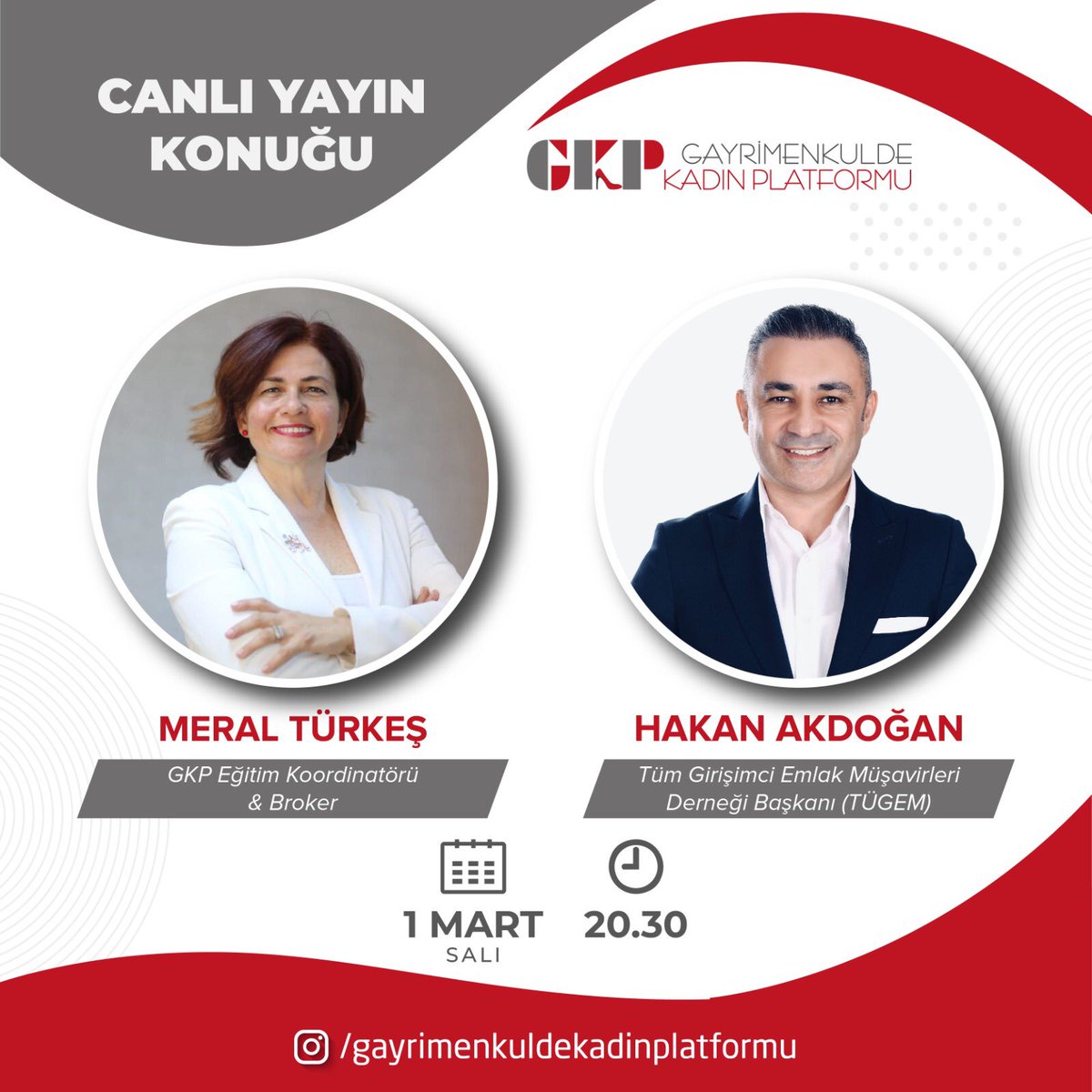 gkplatformu's tweet photo. 1 Mart Salı Akşamı 20:30’da Tügem başkanı Hakan Akdoğan’ı canlı yayında ağırlıyoruz. #Tügem https://t.co/TCoyH1ky2D