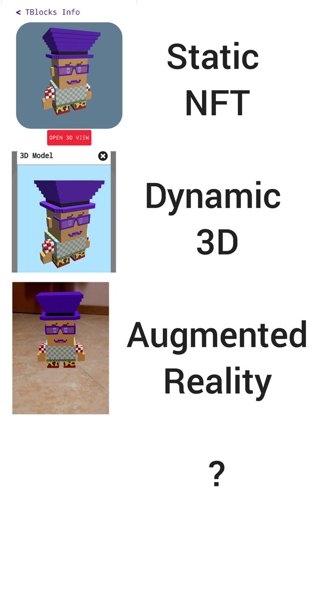 #TBlocksW is static NFT, dynamic 3D, Augmented Reality and....
What's missing?

👇