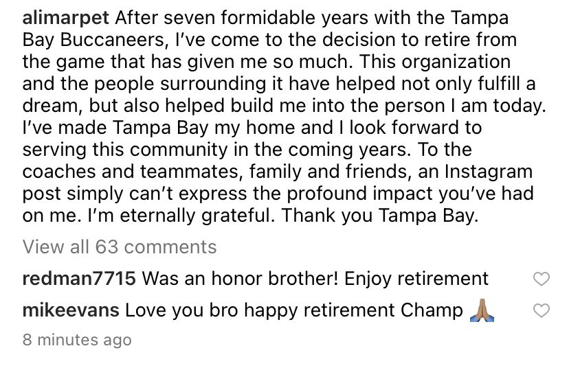 RapSheet's tweet photo. #Bucs Pro Bowl guard Ali Marpet has made the decision to retire at age 28. The Super Bowl champion started since he entered the NFL from little Hobart College and has been stellar. Now, calls it quits. https://t.co/JCcjRLPlkg