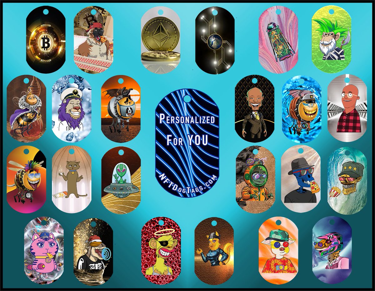 NFT Dog Tags 💥❤💥<a href="/nftdogtags/">NFT Dog Tags 💥❤💥</a>
 Feb 22,2022 Grand Opening.... 🚨🚨🚨
NFTDogTags.com
Order Your Custom NFT Dog Tag Today!
1. Pick a background over 100 to choose from
2. Grab your NFT Number, &amp; Collection Name
3. Submit your customized text
Love♥️ &amp; Retweet
#NFT #Crypto