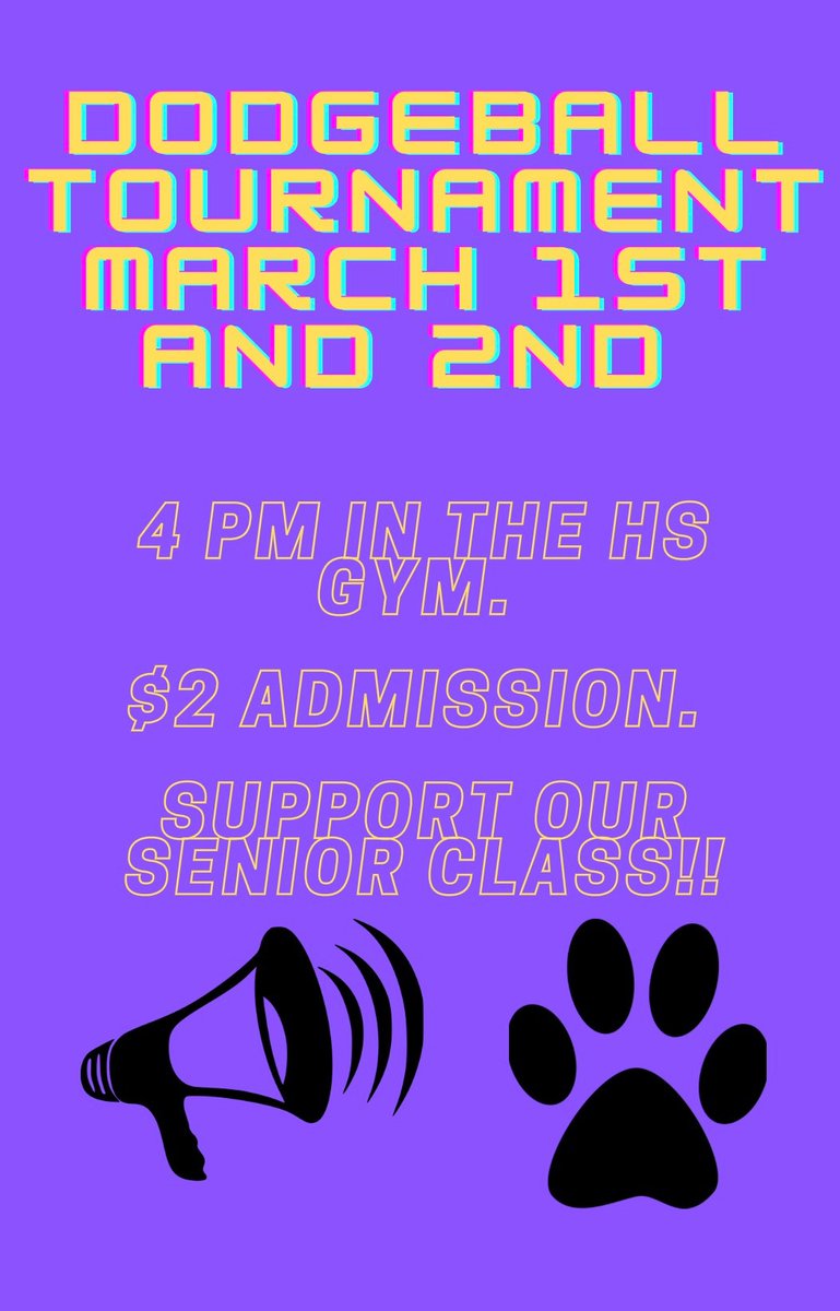 Come watch the senior class annual dodgeball tournament! This Tuesday and Wednesday at 4 PM in the HS gym.