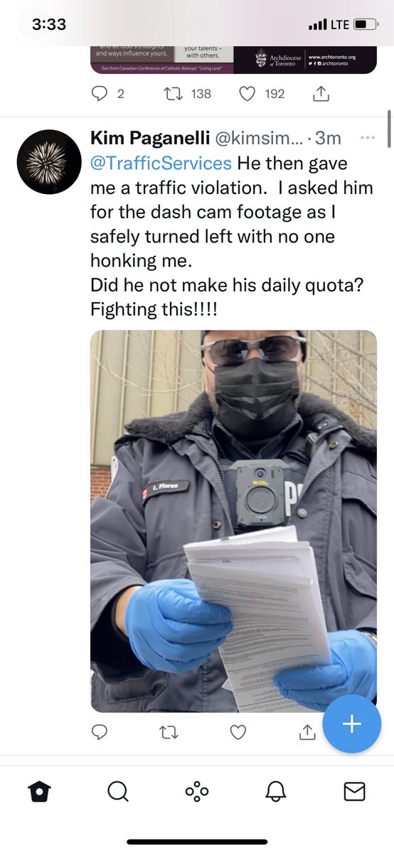 kimsim24's tweet photo. @JohnTory @TPSOperations This was an abuse of power.  How do I get a copy of the dash cam camera and his body camera??! https://t.co/aLw01GRsP0