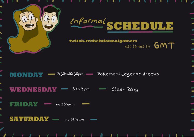 Twitch stream schedule for w.c 28.02.22 ☺️❤️