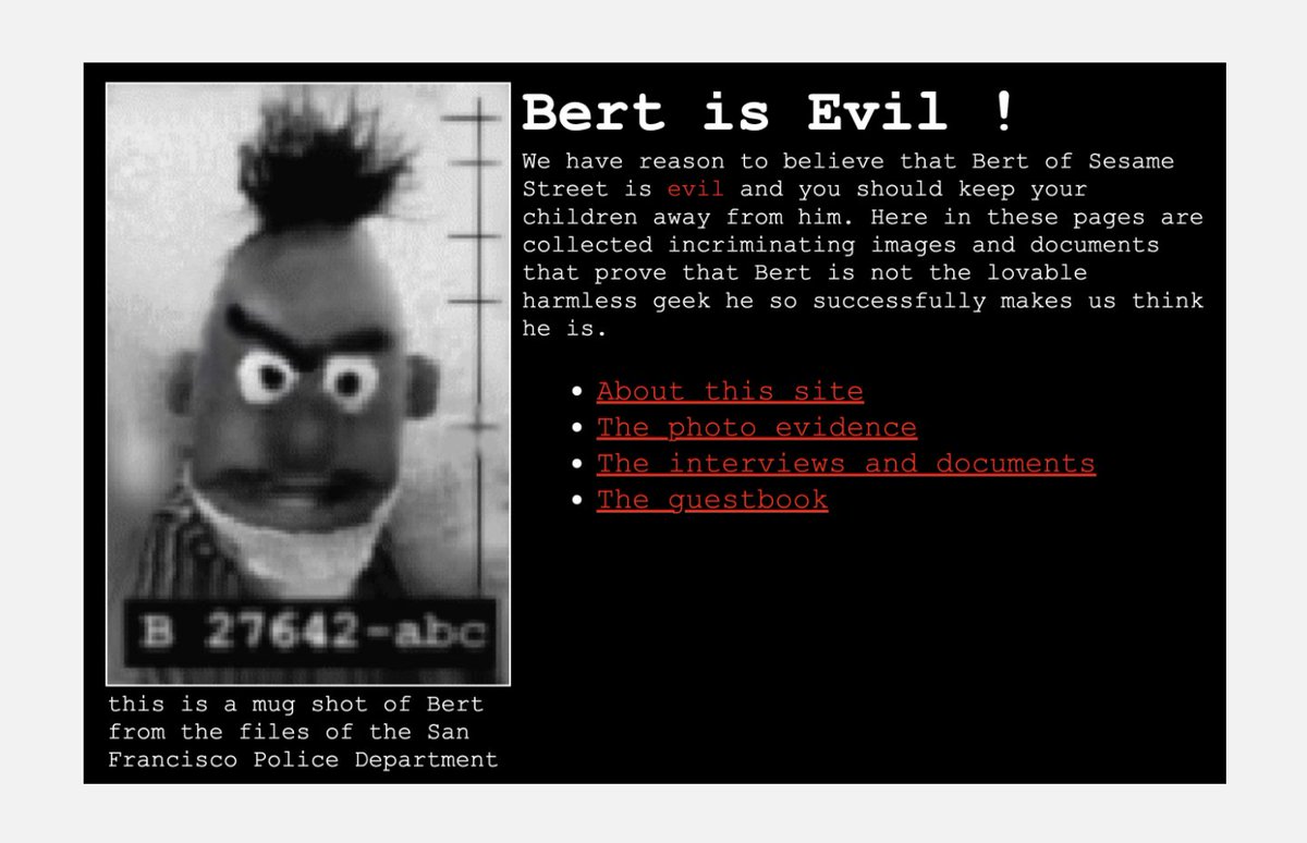 KristianKabuay's tweet photo. Web 1.0 classic. It's been 25 years since Bert is Evil. Coming as an NFT @DinoIgnacio https://t.co/0HabiFAl5t #nft #NFTCommunity #bertisevil https://t.co/nf1gbvVw15