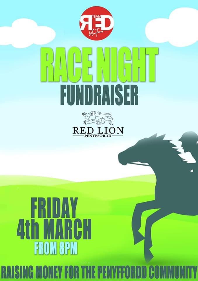 PenyfforddRed's tweet photo. It’s Charity #RaceNight this Friday 04 March at #Penyffordd #RedLion in aid of the fabulous local volunteer group #TeamREDVolunteers - always great fun and for a great cause! This Friday from 8pm. 🐴 https://t.co/fyZpvj1NPi