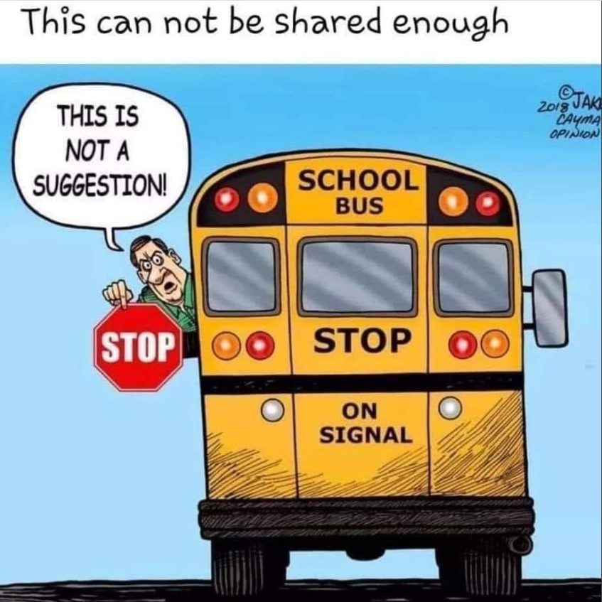 OPP_WR's tweet photo. This is NOT a suggestion! Drivers need to #PayAttention to the BIG yellow school buses on our roadways and STOP! This reminder comes after an SUV failed to stop at Wilson Drive in Simcoe last week while the lights and stop sign were activated. @NorfolkCountyCA  #NorfolkOPP  ^es https://t.co/H4eTUJdvJg