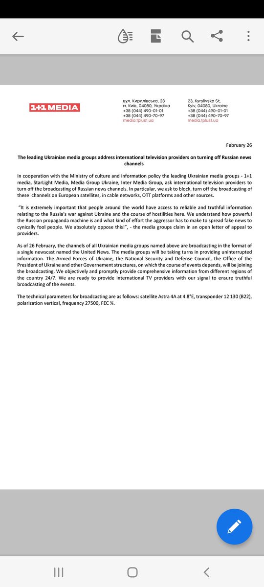 graham_tottle's tweet photo. My client and friend in Ukraine (broadcast systems integration company) has asked me to disseminate the following bulletin which I fully endorse. https://t.co/NGW8nip8Ks