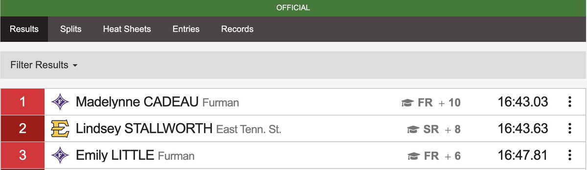 𝗦𝗶𝗹𝘃𝗲𝗿 𝗠𝗲𝗱𝗮𝗹

For the second straight day, Lindsey Stallworth takes home a silver medal as she placed second in the 5000m (16:43.63)

#ETSUTough