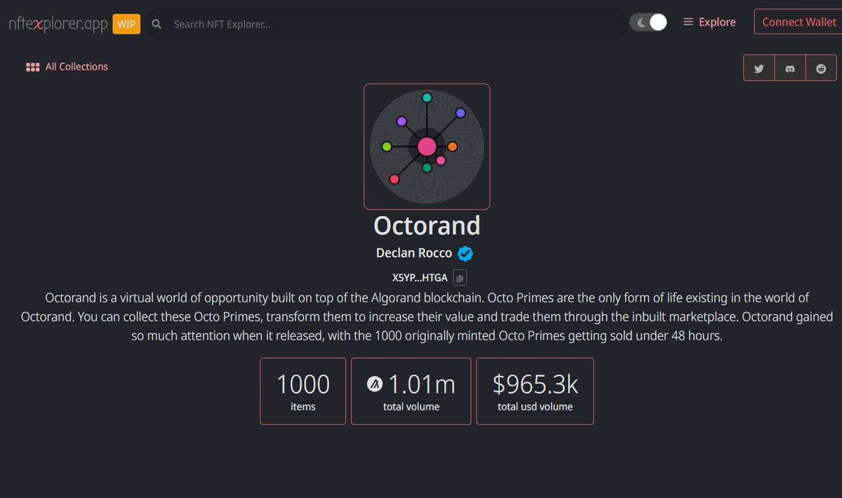 nftexplorerapp's tweet photo. Happy 1M $Algo in total volume @octorand!🚀
#Algorand #NFTs https://t.co/eaYooLTIY3