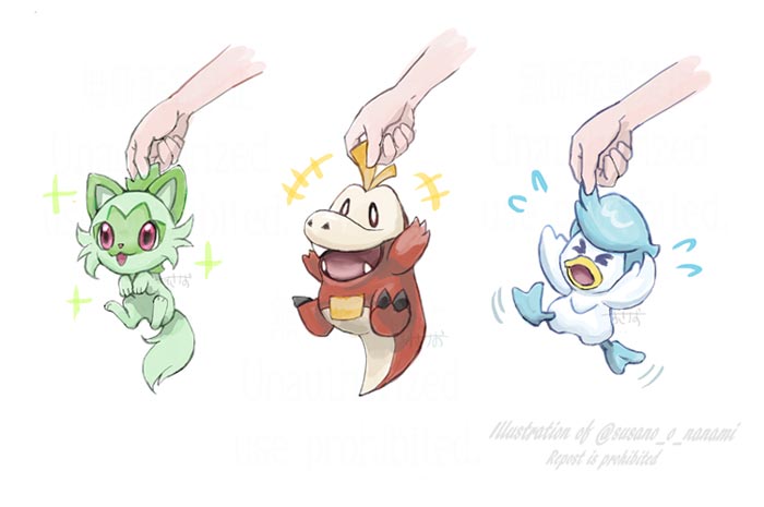 すさノお イラストとゲームとポケモン S Tweet 新御三家 ニャオハ ホゲータ クワッスを つまんでみました Fanart Pokemonsv ポケモンsv Trendsmap