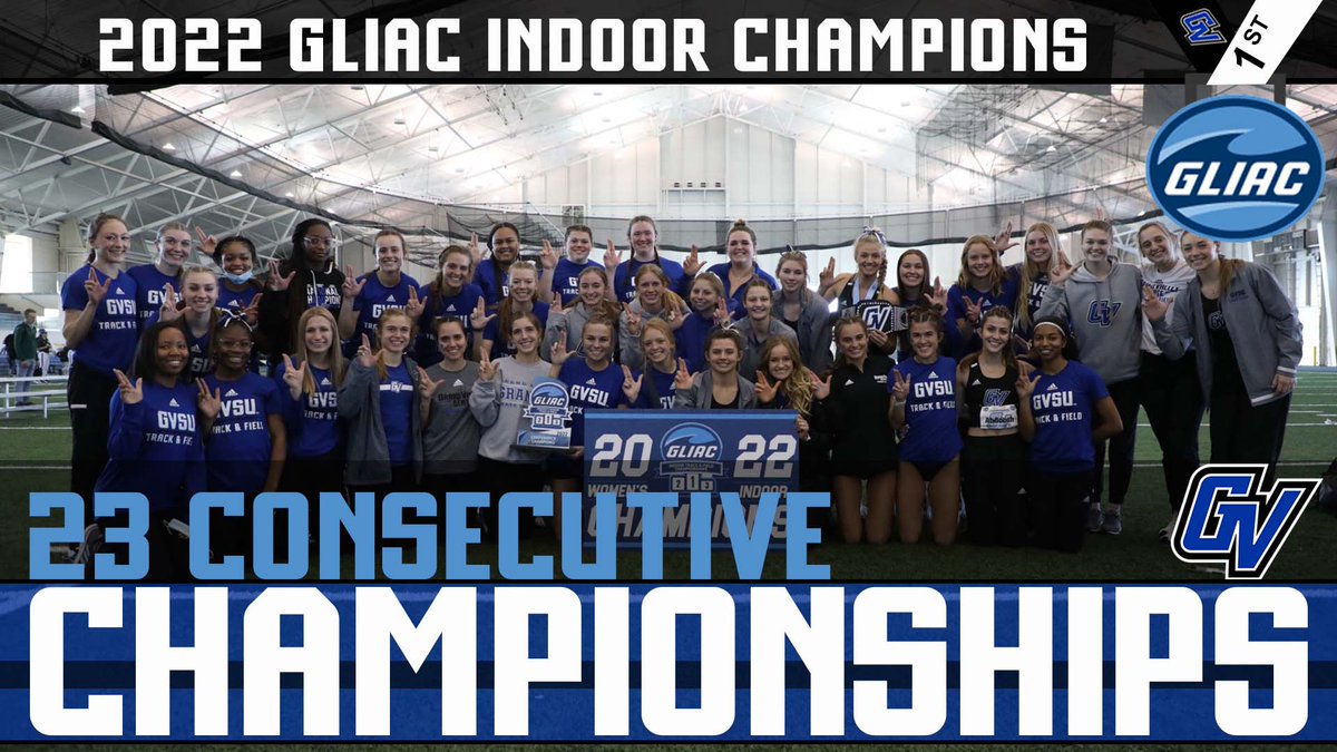 GVSUXCTF's tweet photo. Laker Women Claim their 23 Consecutive GLIAC Indoor Track and Field Championships with 248.5 points! #anchorup https://t.co/yNZUt65KJo