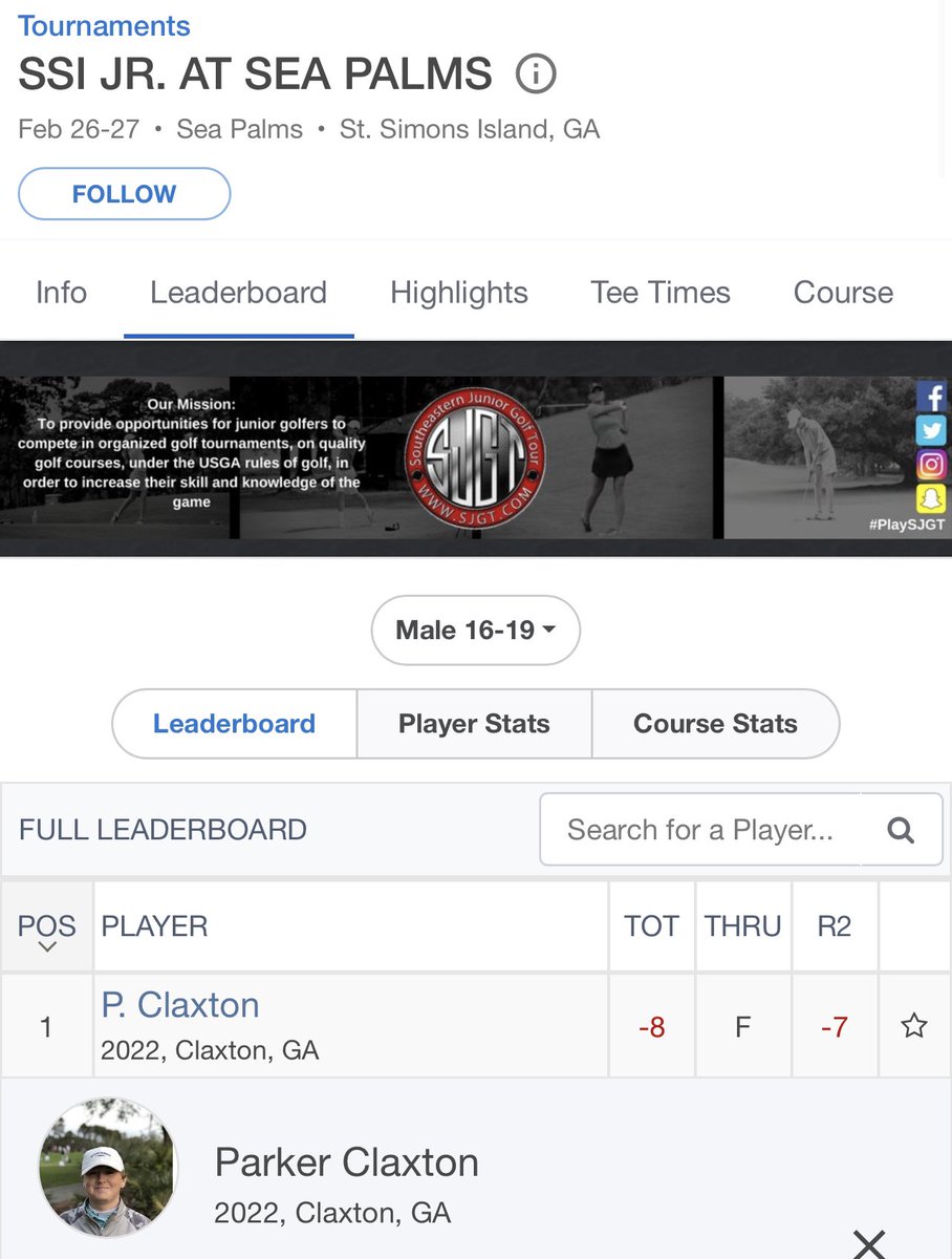 Big stuff today from incoming Eagle <a href="/claxton_parker/">Parker Claxton</a>, 70-64 to win the SSI Junior at Sea Palms‼️

Congratulations, PC!

🏆🦅🏆

#GATA | #HailSouthern