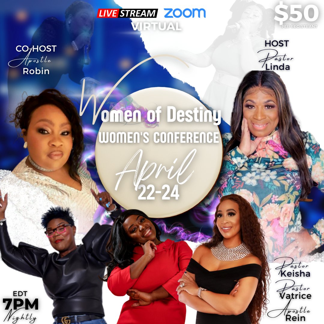 wtwimpartation's tweet photo. 🚨Register
https://t.co/849gwgzyxH
➡️Virtual Women's Conference April 22-24th 7PM EST Nightly
➡️$50 per registrant
➡️FREE Giveaways  
#women #destiny #live #Streaming #Register #today https://t.co/wNAD2rMVhc
