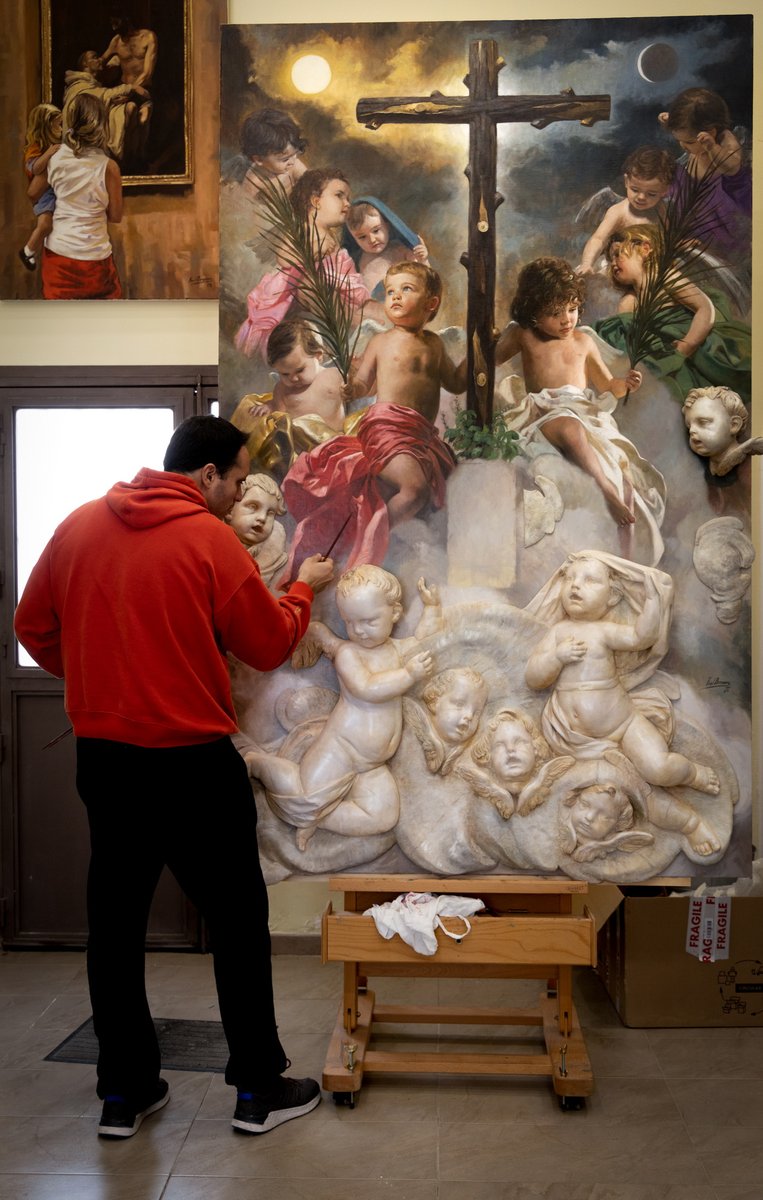 Raul_Berzosa's tweet photo. Ultimando la obra "Exaltación del Lignum Crucis" para la @hdadlaestrella. https://t.co/RXdwc3i6VQ