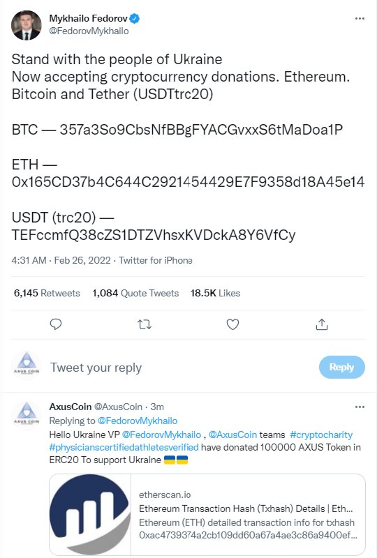 AxusCoin's tweet image. #UkraineRussiaWar #UkraineUnderAttack #WorldPeace