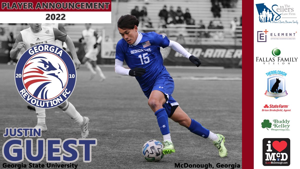 Check out that hometown! McDonough’s Justin Guest! Welcome to Georgia Revolution FC. #UpTheRevs