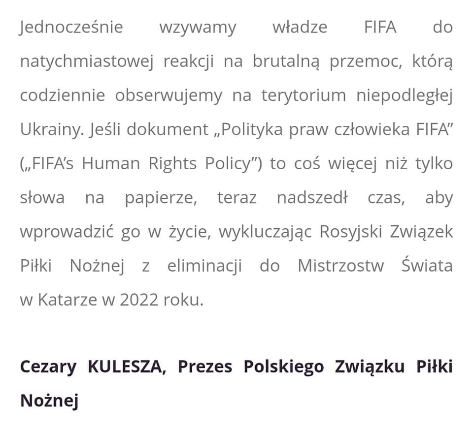 Verviq7's tweet photo. PZPN w nowym oświadczeniu dosłownie ora FIFE #wojna #PZPN #Ukraina #FIFA https://t.co/AZzqdSM99P