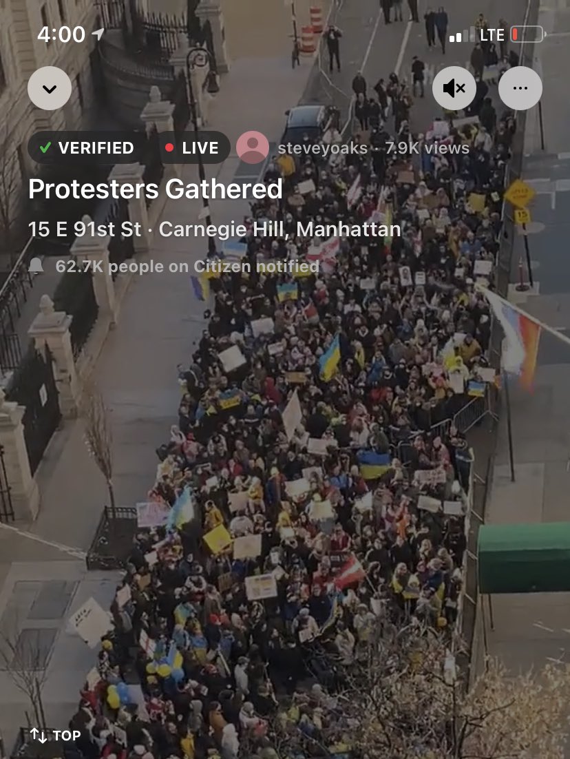 EugeneDimitrief's tweet image. Small #ProUkraine demonstrations happened today 2/27/22 in #NYC next to #RussianEmbassy @CitizenAppNYC
