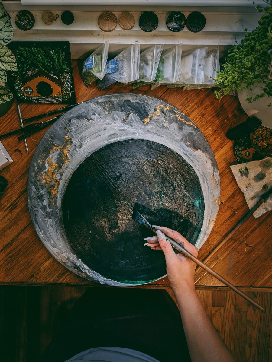 You guys I'm so excited 😆 I've never made one this size before 😍 #art #crescentmoon. I'm so used to working on 1 inch to 1.5 inch pieces! #workinprogress