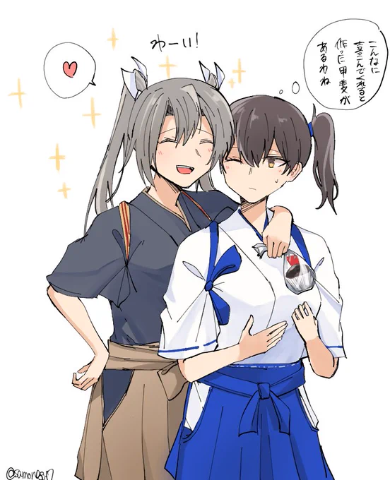 #今月描いた絵を晒そう
加賀さんと瑞鶴とヒノアラシ 