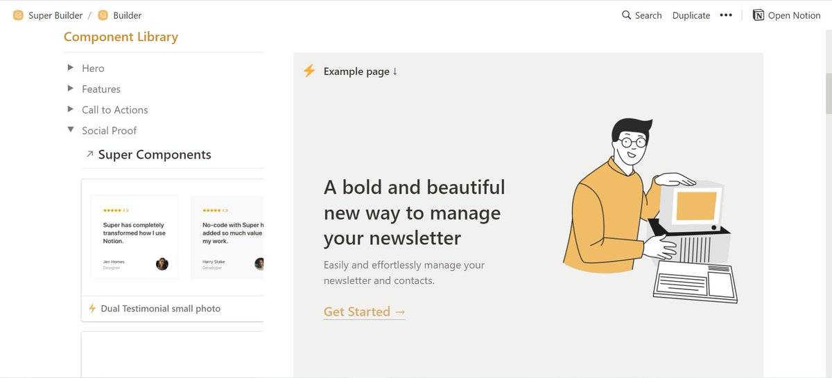 visualtechie's tweet image. Going to be setting up a personal site leaning towards the Notion Creator side of things using @NotionHQ with @super_ and their drag-and-drop page builder built in Notion is just simply amazing 🤯