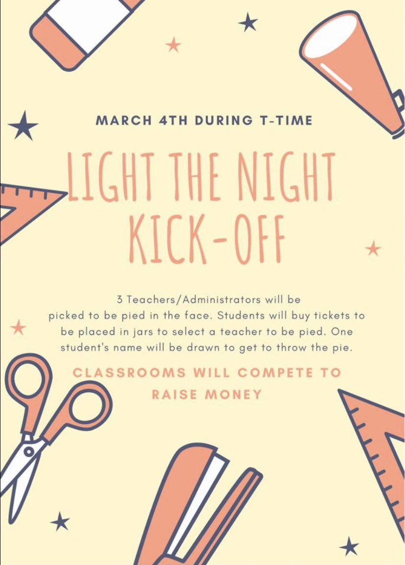 NHS is raising awareness for Leukemia &amp; Lymphoma by throwing a pie in the face of their favorite teacher! Students can purchase purchase tickets at lunch to put in the jar of the teacher they want to see pied. All proceeds will go to the leukemia and lymphoma society!