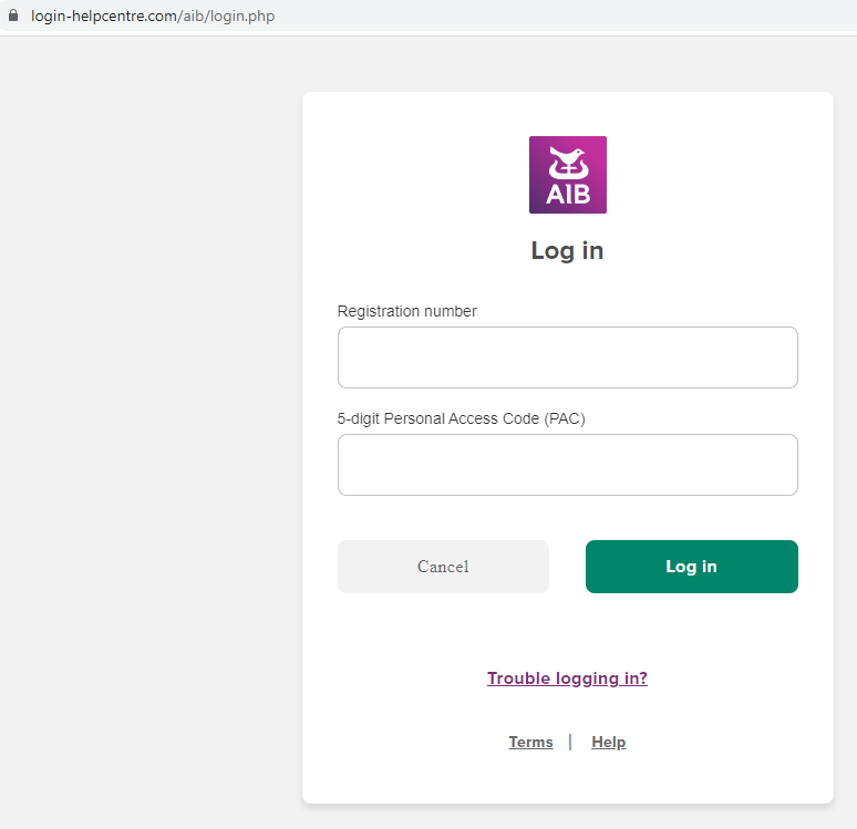 Dashowl's tweet photo. #Phishing against @AskAIB hosted by @Root_Layer
 hxxps://login-helpcentre.com/aib/login.php https://t.co/YnhL0ij2Tf