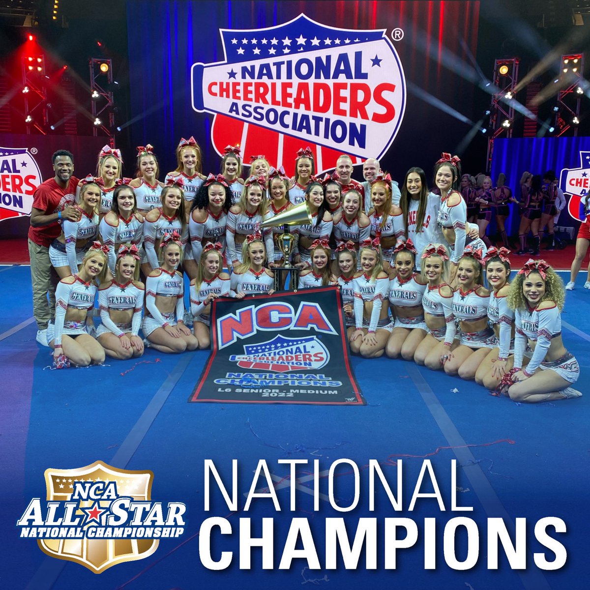 Congratulations to our National Champions in the L6 Senior Medium Division, Woodlands Elite Generals! 📣

@WoodlandsCheer  #NCAnationals