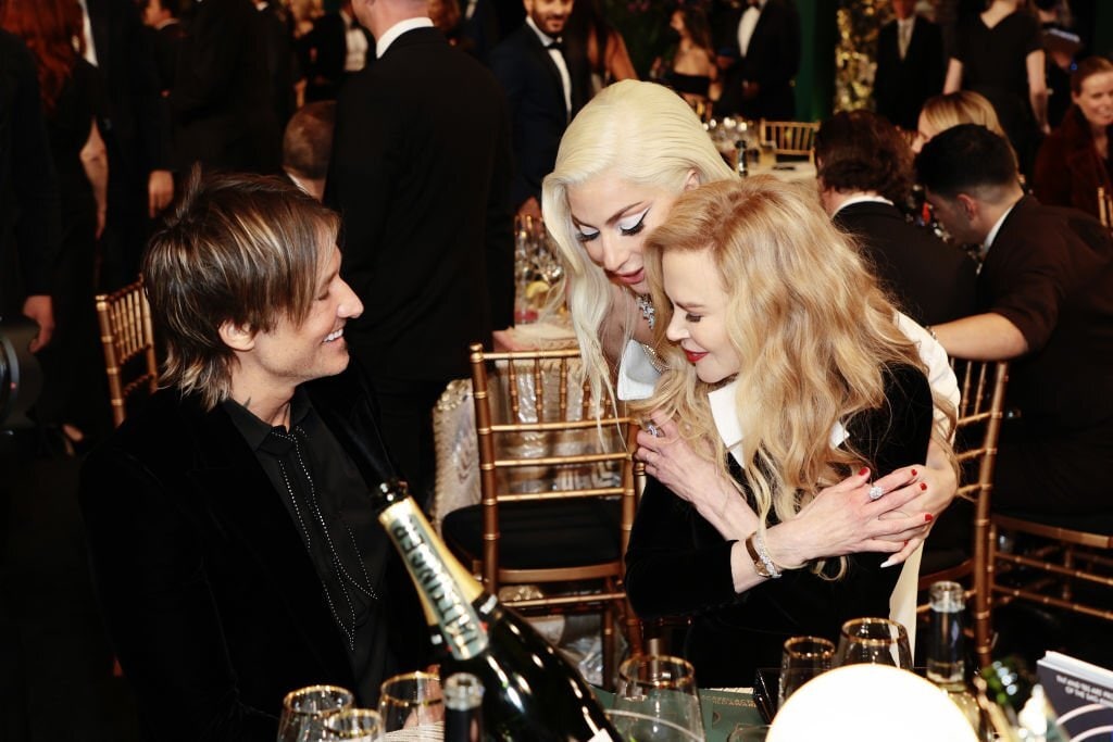 gagaimages's tweet image. Lady Gaga with Nicole Kidman and Keith Urban at the #SAGAwards