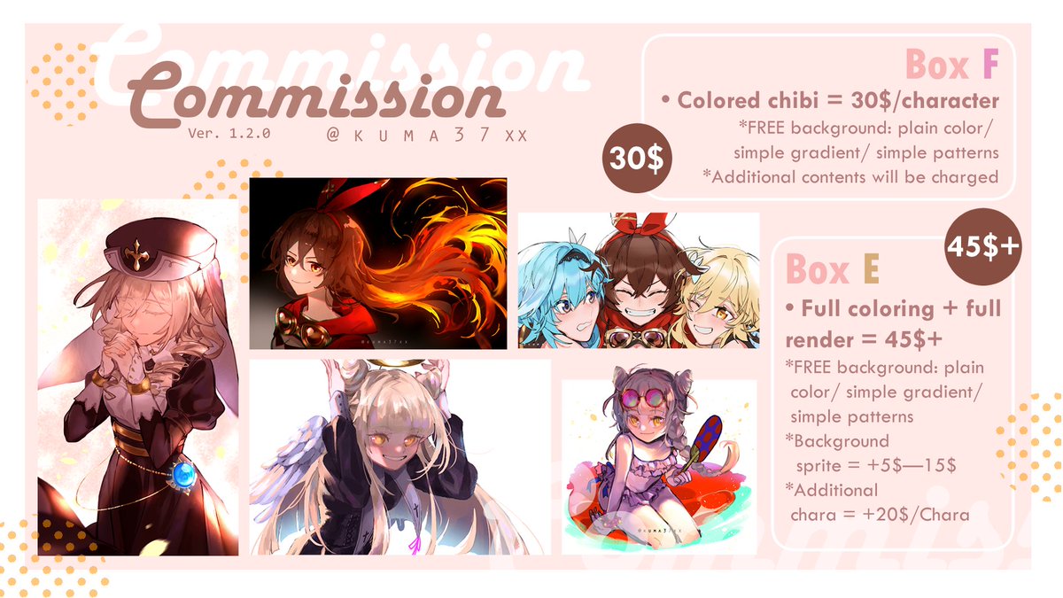 [ OPEN COMMISSION!! ] 🎨🖌️🎉🔸🔸
Hello~ I'm currently opening a comms, 1 slot left! [ Waiting List ] open! DM me if you're interested, feel free to ask/discuss with me first ♪
#opencommissions #artcommissions
Like and RTs are really appreciated! Thank you~~
\ʕ *'∀`* ʔ/✨🔻🔻🔻 