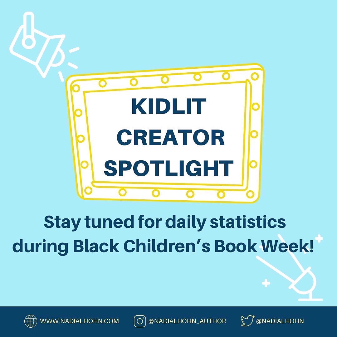 Feb. 27 to Mar. 5 2022 is the 1st #BlackChildrensBookWeek!

And to celebrate, I’ll share data about #BlackCanadian #kidlit & #yalit creators from #KidLitCreatorSpotlight2021. 

Stay tuned and check out the #BCBW CELEBRATION CHECKLIST.

#KidLitCreatorSpotlight @blackbabybooks