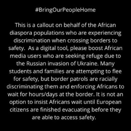 ALL African leaders are mute while our people are being denied exist out of #Ukraine 

#BringOurPeopleHome