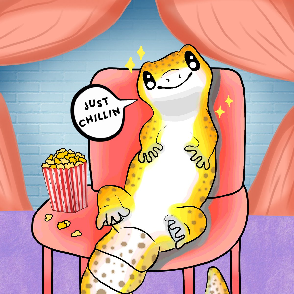 GekkonidaeNFT's tweet photo. Happy monday everyone! Spread those chill vibes as you go along the week.🍿🥤 https://t.co/Vj6wZQnpvF