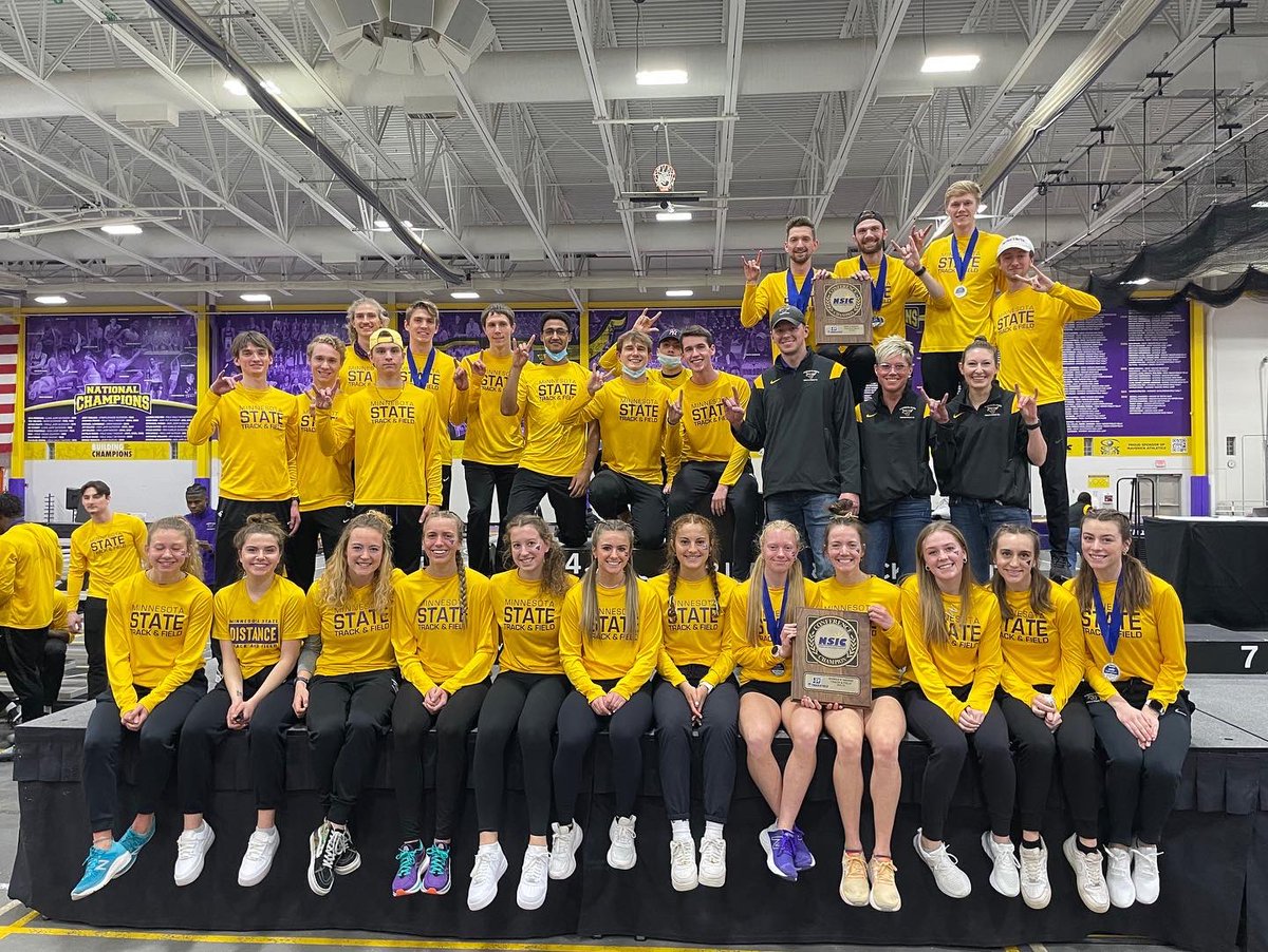 CoachHeldMSU's tweet photo. Again, could not ask to be apart of a better group/team. Between the Mens distance squad and the vault army, we scored 77 points and brought home 2 team titles, (A lot in a row for the men), 2 conference champs and 4 national qualifiers! On to national in two weeks! #rollherd https://t.co/NfqZPkuKGw