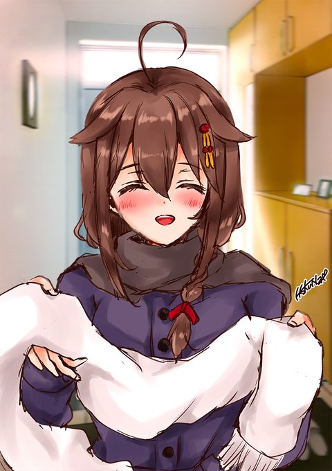 「提督、おはよう。今週も一週間頑張ろうね。マフラー…そろそろいらなくなるくらいあたたかくなるかな?そしたらこうして毎日巻いてあげられなくなっちゃうね…少し…寂しいな…」 