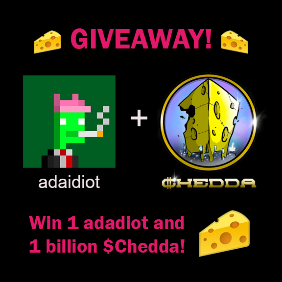 Emoto_Robo's tweet photo. One adaidiot and 1 Billion Chedda🧀 to 1 lucky winner! 🔫5 runners up will receive 1 Billion chedda! 🧀🧀 @CBB_CNFT @DGreezyOK @NicoOnselen @APB_1981 @CommonGroundMMJ @AdaIdiots 

1. follow me, @CBB_CNFT &amp; @DGreezyOK
2. like + RT + tag friends. 
3. Send 2ADA dust for TX https://t.co/iiQly6Ek9h