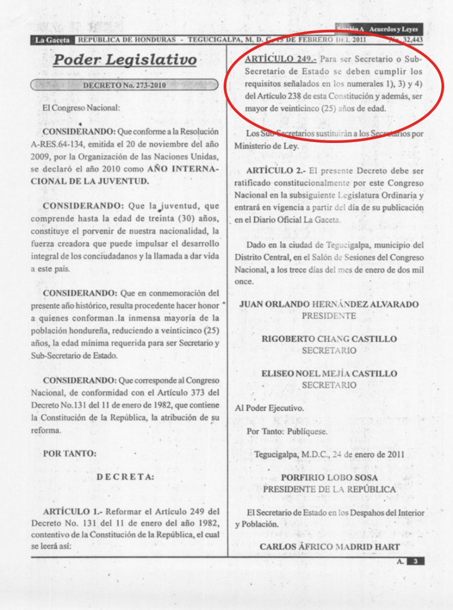 SalvaPresidente's tweet photo. Artículo 197 numeral 1 del Código Tributario otorga rango Ministerial al Director de la Administración Aduanera de Honduras. Según Reforma Constitucional- Decreto 273-2010 art. 249 de la Constitución de Honduras para ejercer como Secretario de Estado deberá ser mayor de 25 años. https://t.co/YYqbXNTtNO