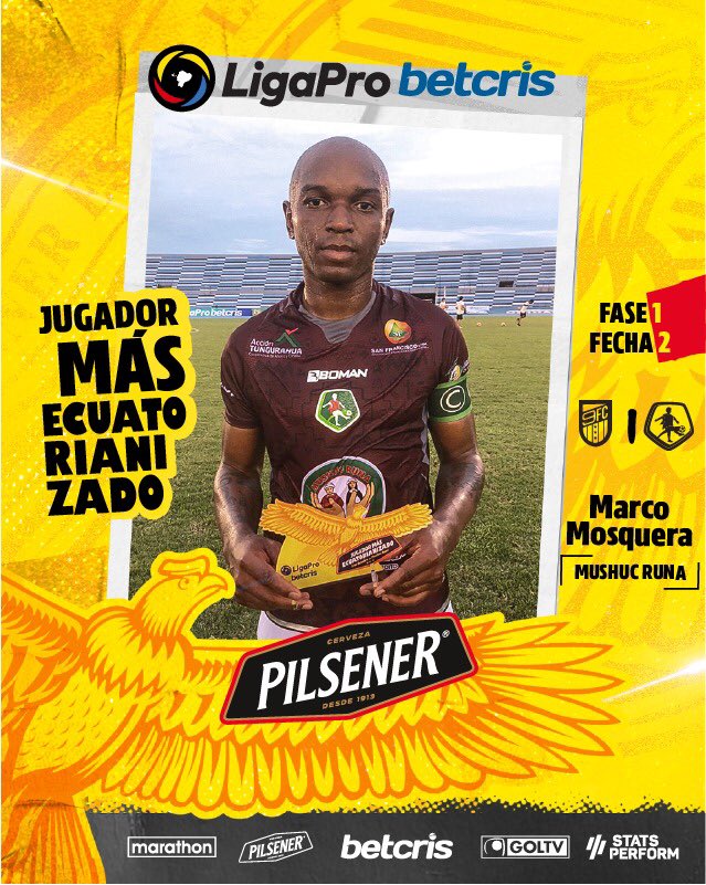 🥇 <a href="/markokiko/">Marco Mosquera</a> de <a href="/ClubMushucRuna1/">Mushuc Runa Sporting Club</a> es el jugador más ecuatorianizado <a href="/PilsenerEcuador/">Pilsener Ecuador</a> ⠀⠀⠀
⠀⠀⠀⠀⠀⠀⠀⠀
¿Cuántos likes para este jugador? 👍⠀⠀
⠀⠀⠀⠀⠀⠀⠀⠀⠀
#JugadorMásEcuatorianizado #MushucRuna
